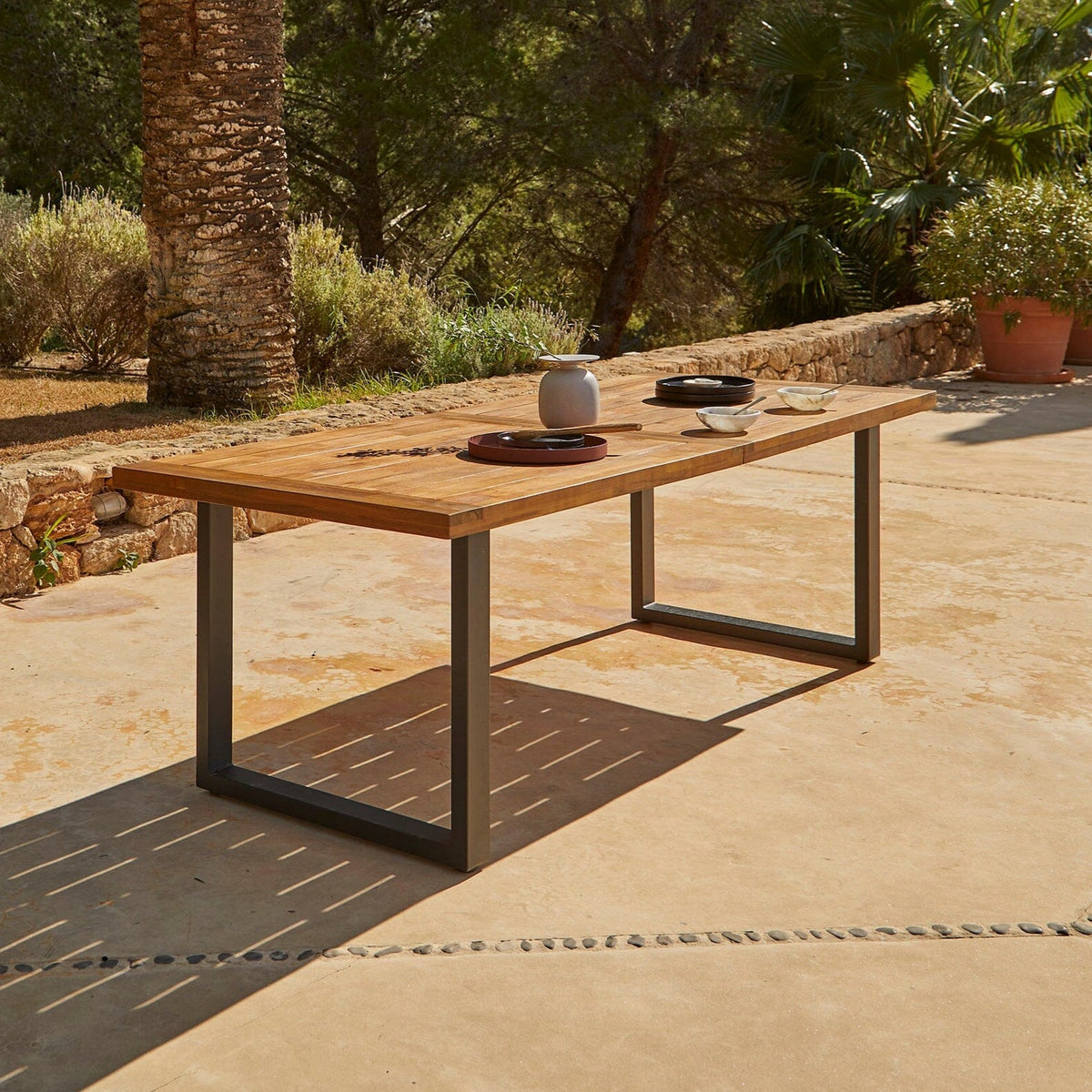 Hali 8 Seater Steel Acacia Top Dining Table 235cm - Laura James 