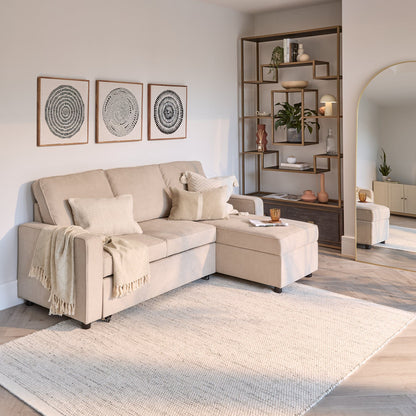 Hugo Pull-Out Corner Sofa Bed - Warm Taupe - Laura James 
