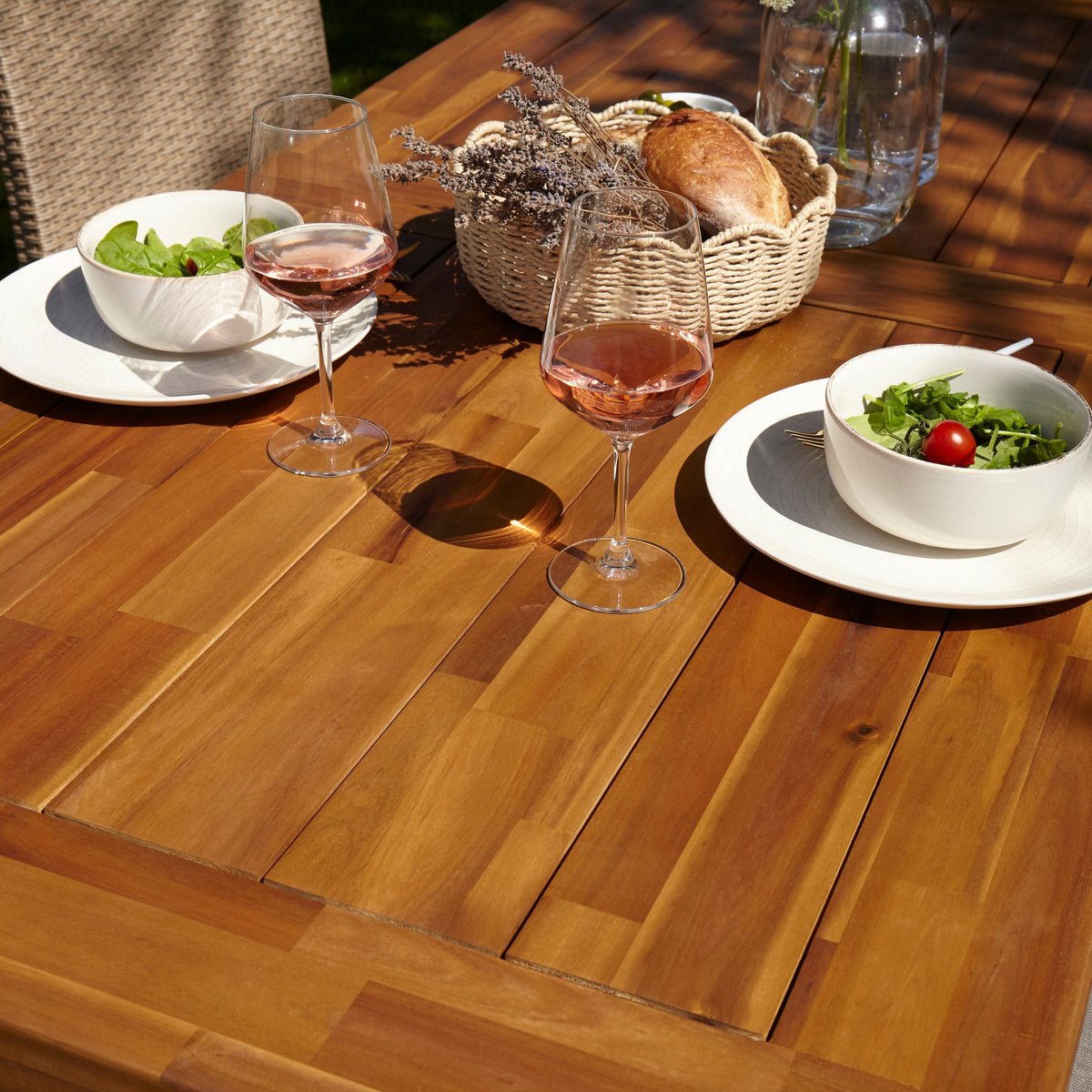 Hali 6 Seater Wooden Outdoor Dining Set with Hali Black Chairs - 235cm