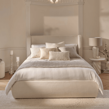 Hannah King Ottoman Bed - Oyster White