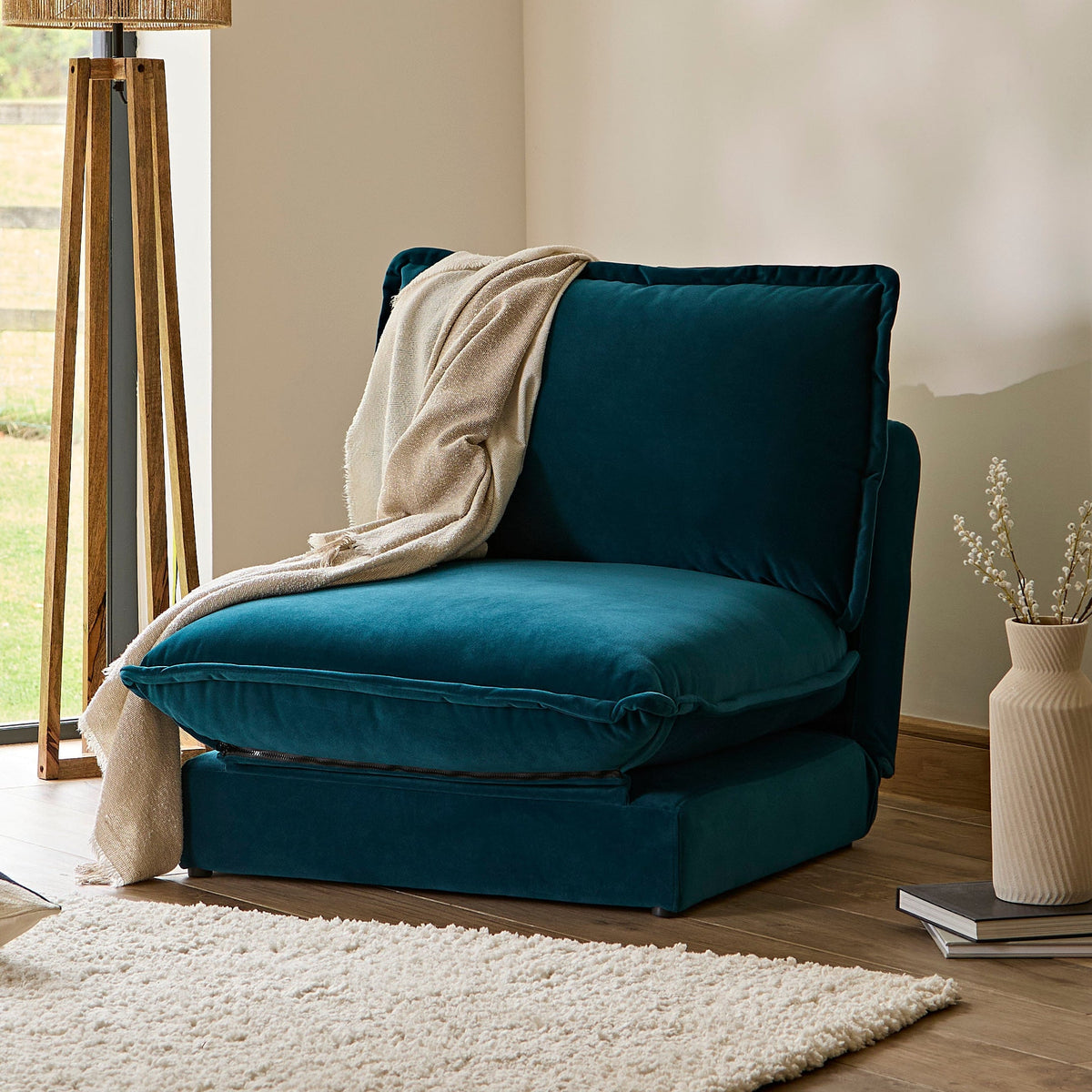 Harlow Single Sofa Bed - Soft Teal - Laura James