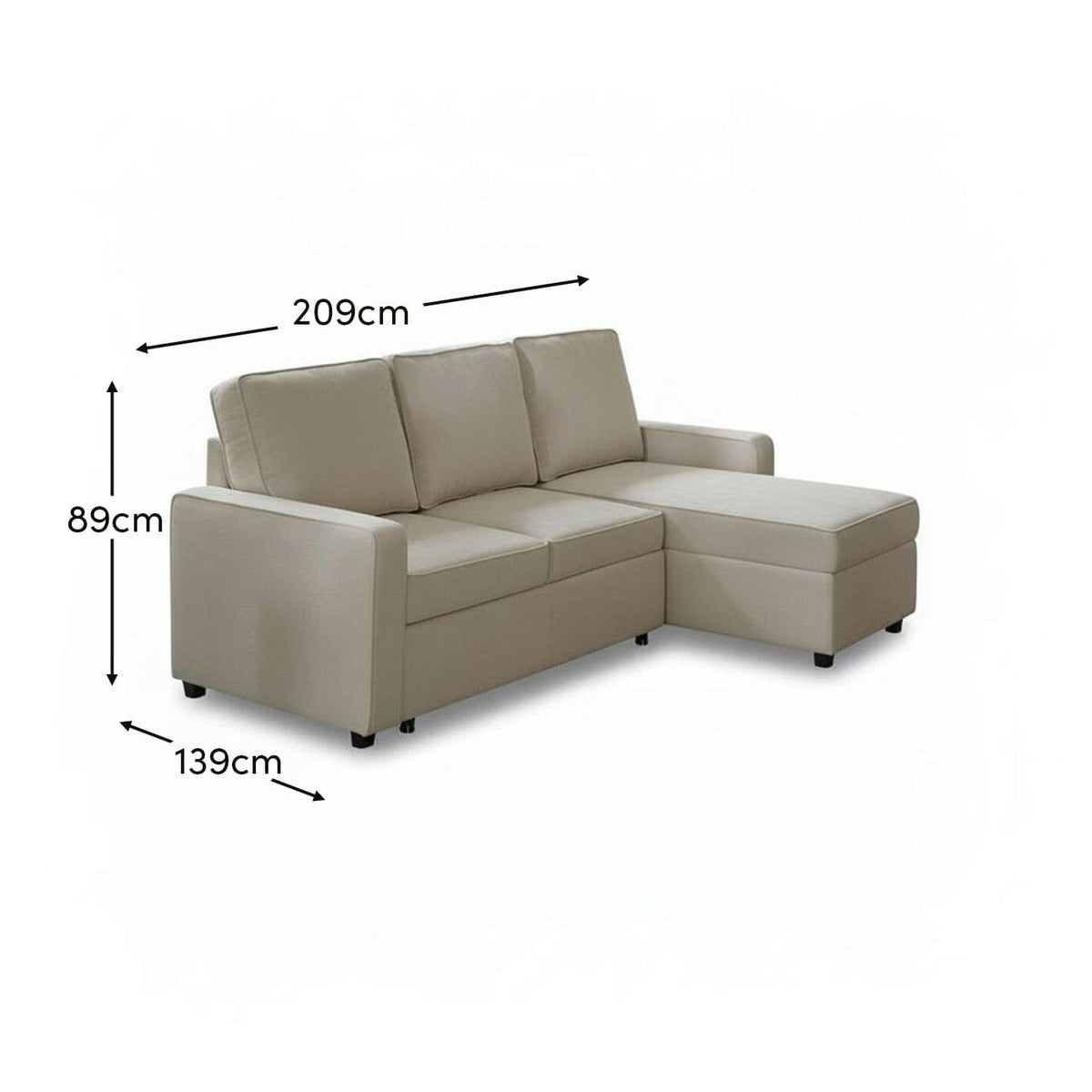 Hugo Corner Sofa Bed with Storage - White