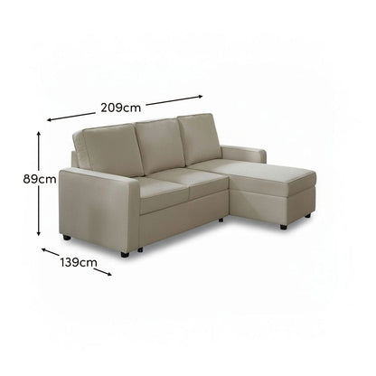 Hugo Corner Sofa Bed with Storage - White