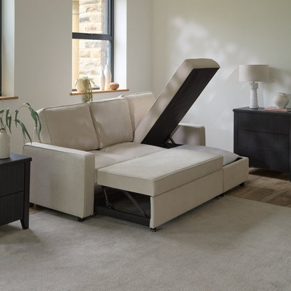 Hugo Corner Sofa Bed with Storage - White