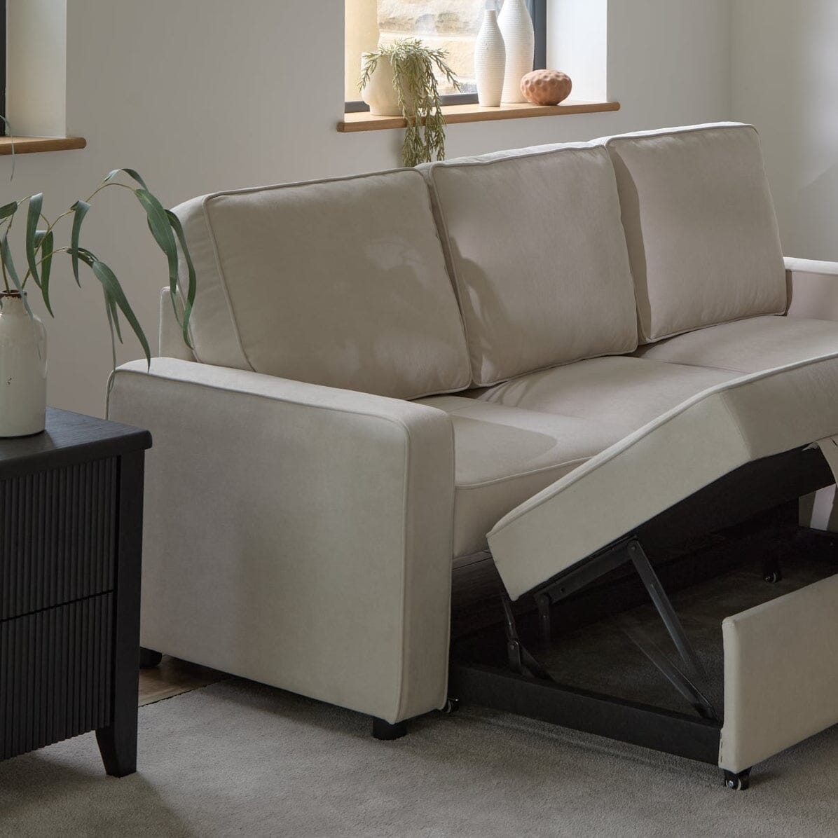 Hugo Corner Sofa Bed with Storage - White