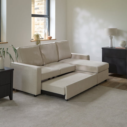 Hugo Corner Sofa Bed with Storage - White