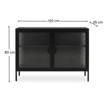 Indiana Black Metal 2 Door Sideboard - 120cm - Laura James 