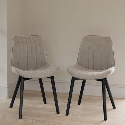  Bella Soft Beige Dining Chairs - Set Of 2 -  Black Legs - Laura James 