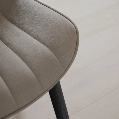  Bella Soft Beige Dining Chairs - Set Of 2 -  Black Legs - Laura James 