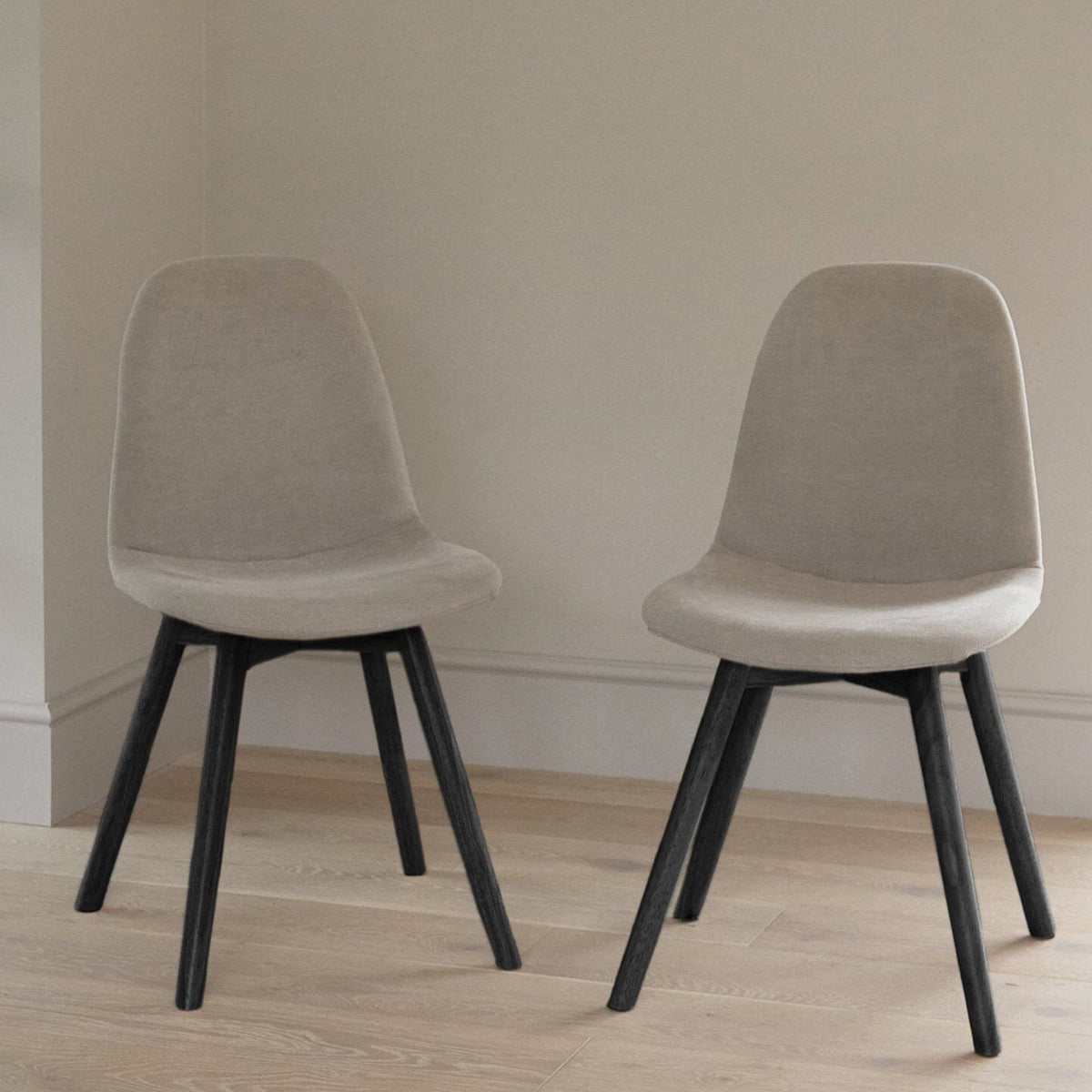 Ellis Soft Beige Dining Chairs - Black Legs - Laura James 