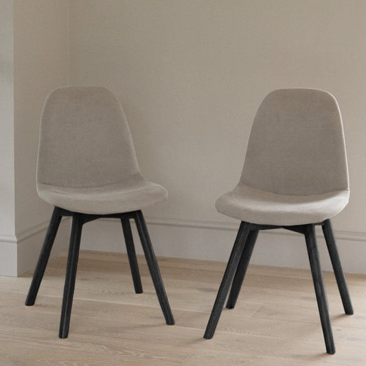 Ellis Soft Beige Dining Chairs - Black Legs - Laura James 