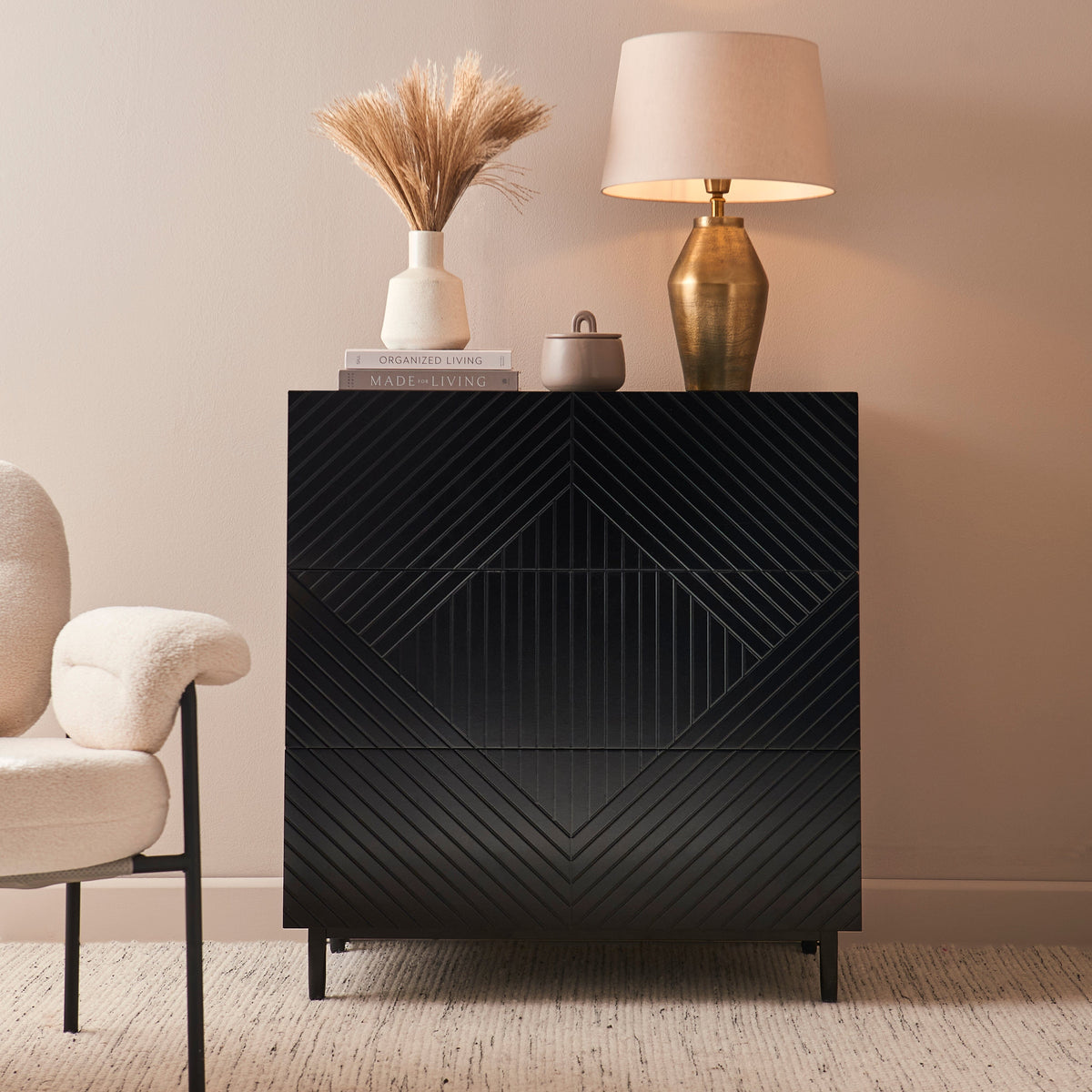 Jack 3 Chest of Drawers - Black - Laura James 