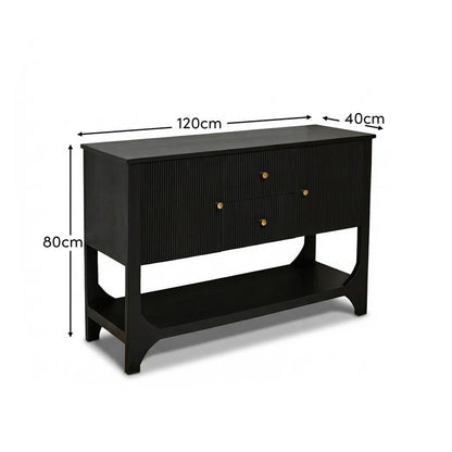 Jade 2 Door 2 Drawer Sideboard - Jet Black Mango Wood
