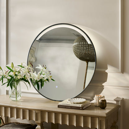 Kimbridge 90cm LED Round Bathroom Mirror - Black - Laura James