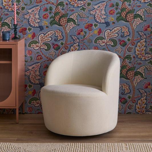 Sawyer 68cm Swivel Armchair - Oyster White - Laura James