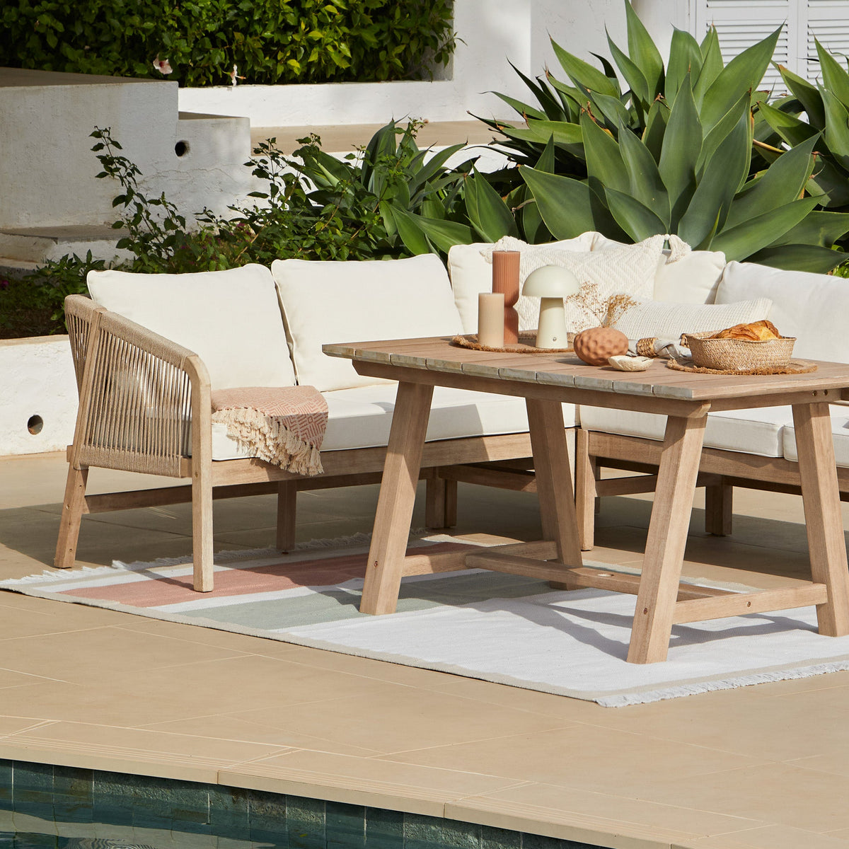 Shiro Wooden Corner Dining Set with Dining Table  - Laura James