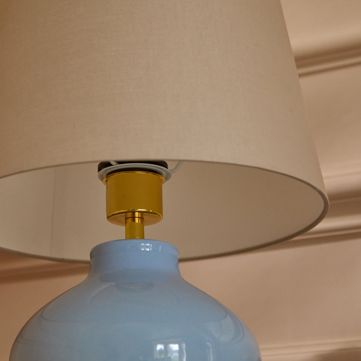Launton 27cm Ceramic Lamp Base with Coningsby Taupe Shade - 30cm - Laura James 