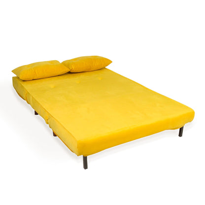 Una 2 Seater Double Sofa Bed - Yellow Velvet