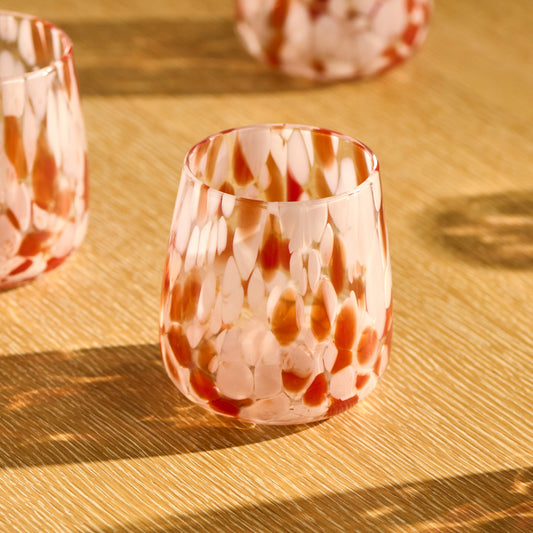 Lazio 9cm Glass Tumbler Set of 6 - Blush Pink Confetti - Laura James