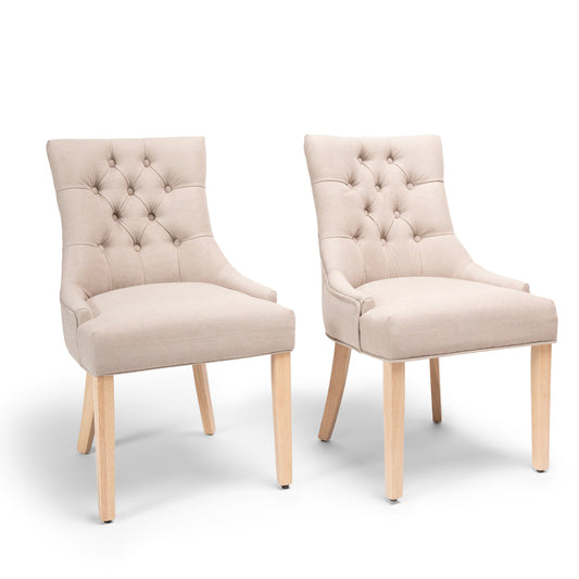 Louis Sand Dining Chairs - Set of 2 - Whitewash Legs