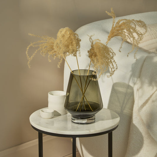 Lugano 22cm Glass Hurricane Vase - Smoke Grey - Laura James