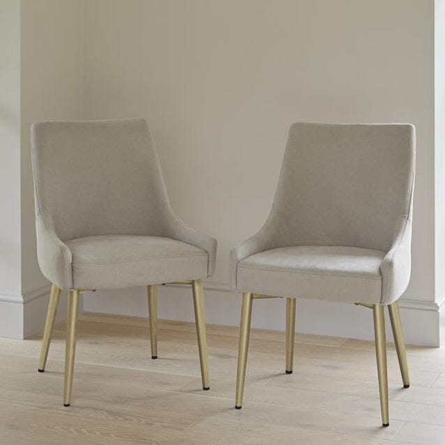 Maeve Soft Beige Dining Chairs - Set of 2 - Gold Legs - Laura James 