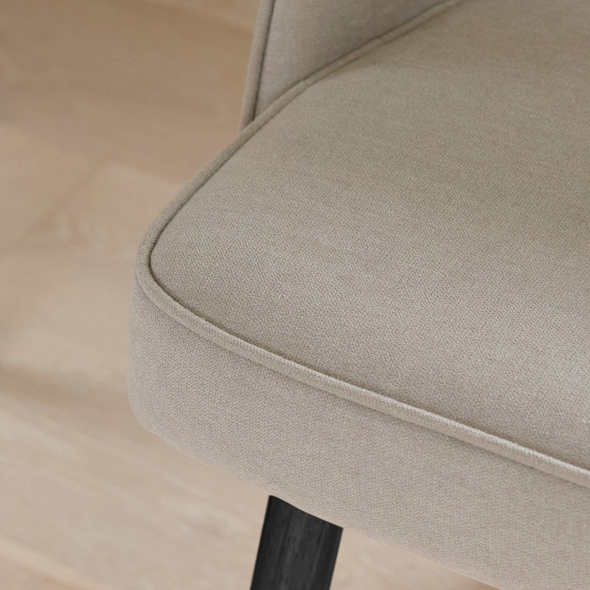 Marilyn Soft Beige Dining Chairs - Set of 2 - Black Oak Legs - Laura James 
