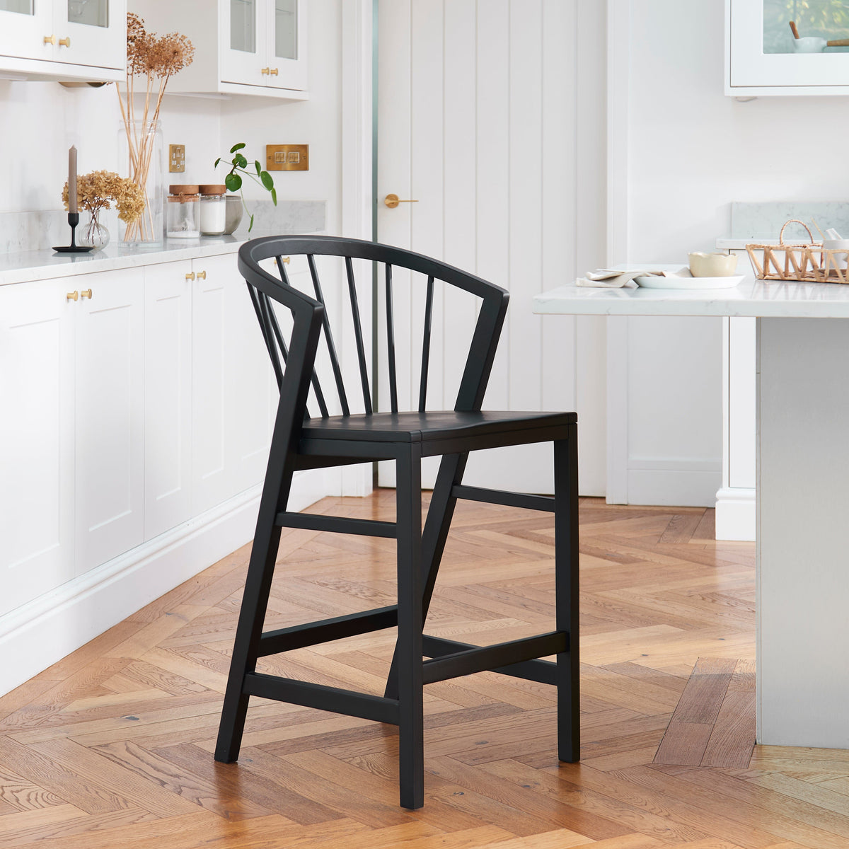 Mabel Black Oak Bar Stools - Set of 2 - Laura James 