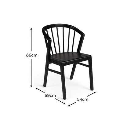 Wooden Spindle Dining Chairs Set of 2 - Black - Laura James