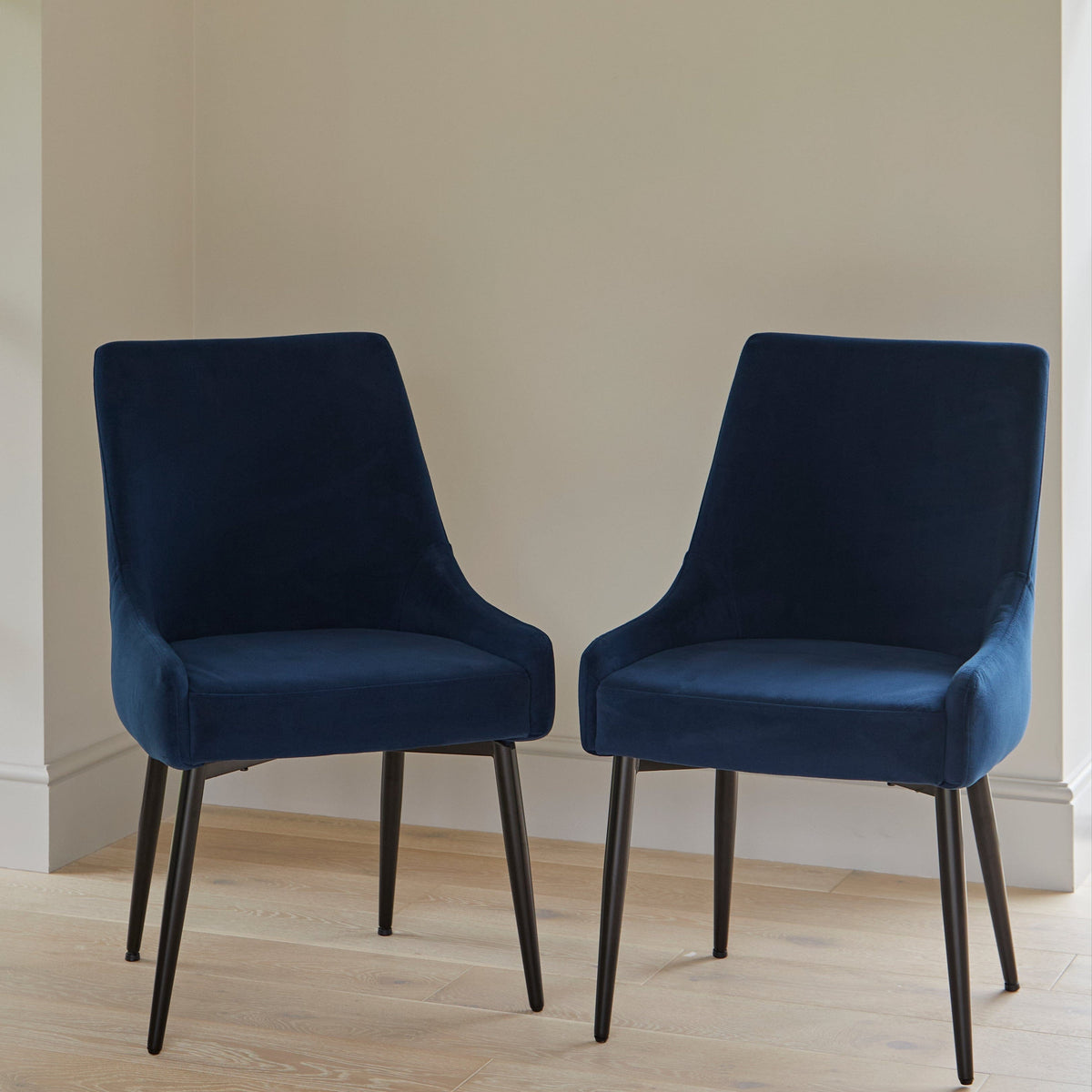 Jade Jet Black Rectangular Acacia Dining Table Set - 6 Seater - Maeve Ink Dining Chairs with Black Legs