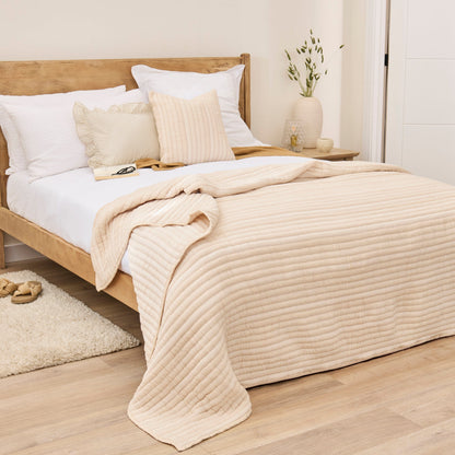 Malton 200x220cm Cotton Bedspread - Natural - Laura James