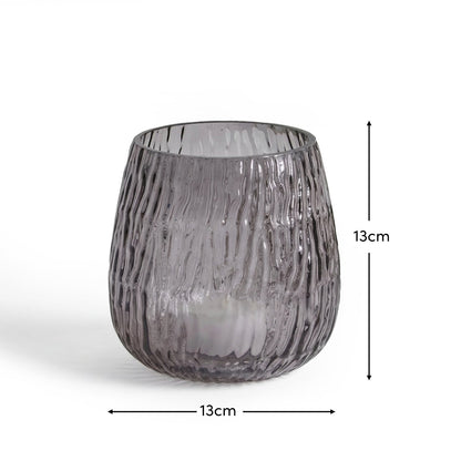 Matera 13cm Glass Candleholder - Smoke Grey - Laura James