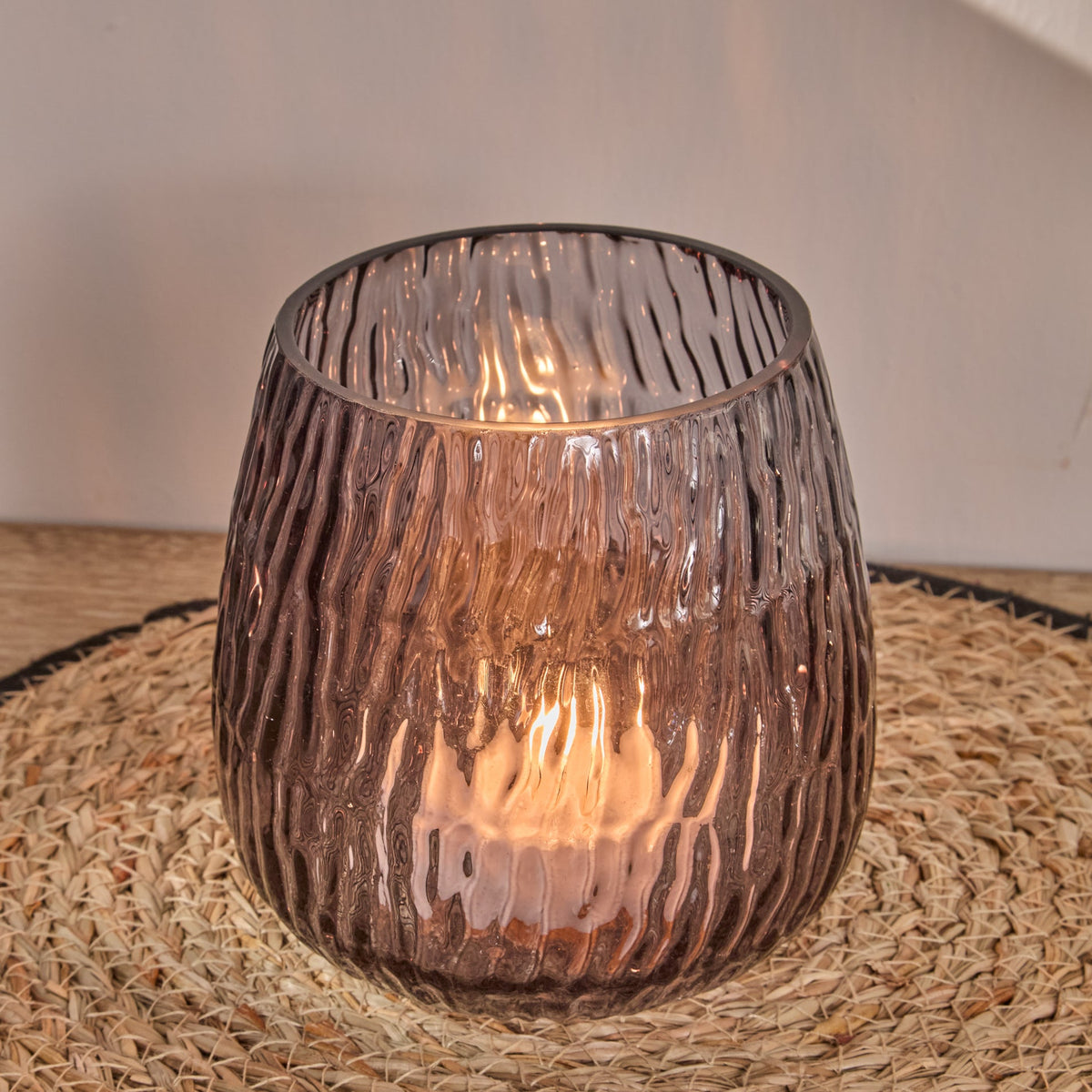 Matera 13cm Glass Candleholder - Smoke Grey - Laura James