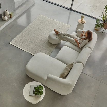 Nathalia Left Chaise Sofa - Chalk White Boucle