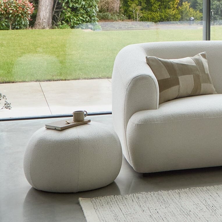 Nathalia Chaise Corner Sofa - Chalk White Boucle - Laura James 
