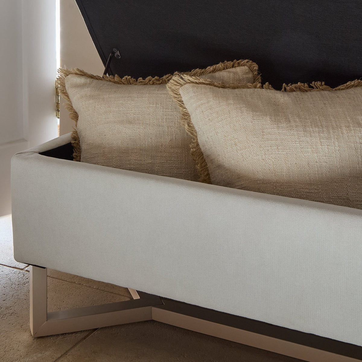 Norah Storage Ottoman - Ivory - Laura James 