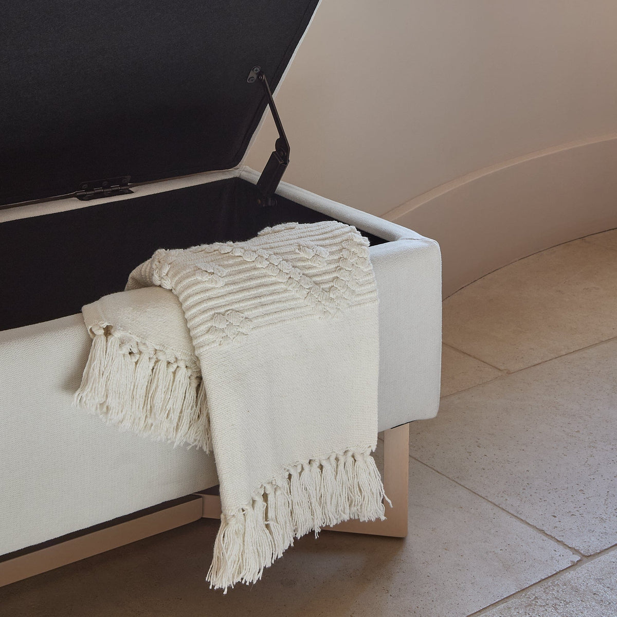 Norah Storage Ottoman - Ivory - Laura James 