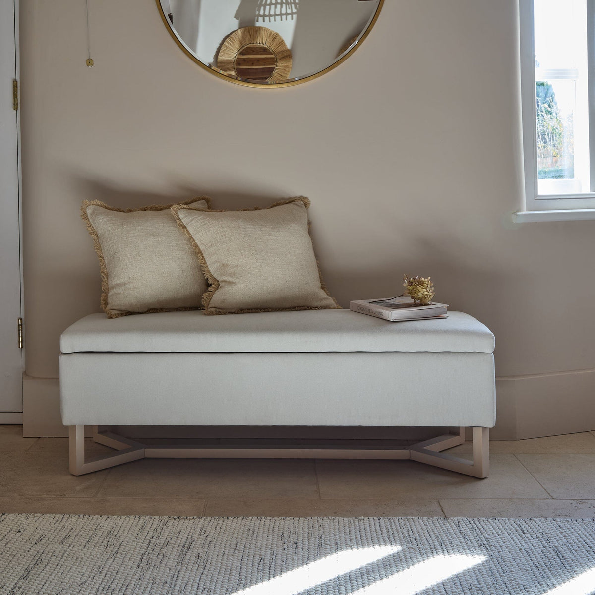 Norah Storage Ottoman - Ivory - Laura James 