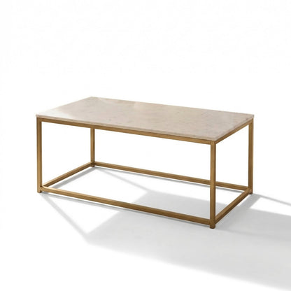 Nara White Marble Coffee Table - Gold Frame - Laura James