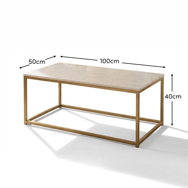Nara White Marble Coffee Table - Gold Frame - Laura James