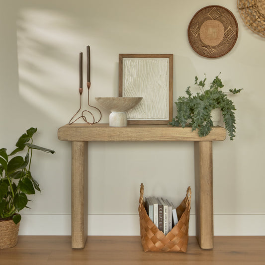 Nevaeh Chalked Mango Wood Console Table - 100cm - Laura James
