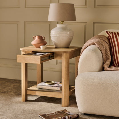 Noah Rectangular Side Table - Whitewash Oak - Laura James