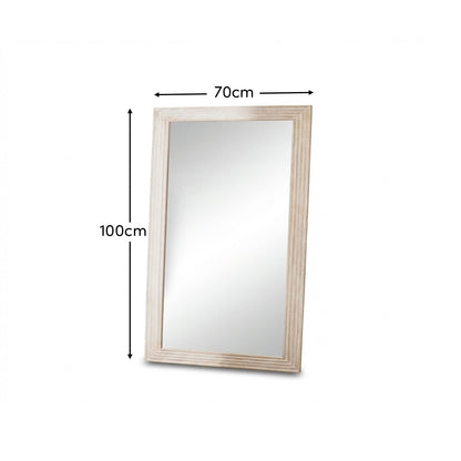 Orkney 100x70cm Wooden Mirror- Whitewash - Laura James