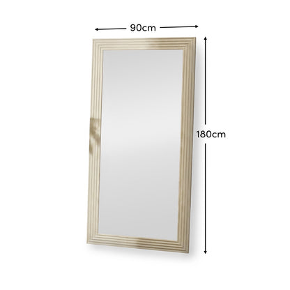 Orkney 180x90cm Wooden Mirror - Oatmeal - Laura James
