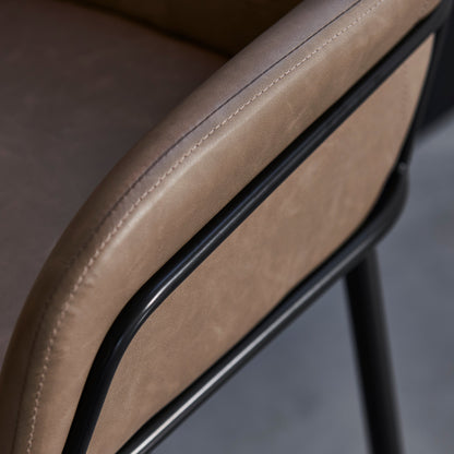 Reagan Almond Brown Bar Stool - Metal Legs - Laura James