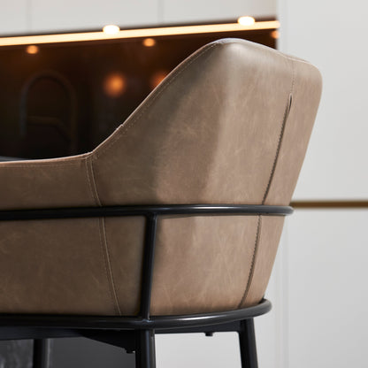 Reagan Almond Brown Bar Stool - Metal Legs - Laura James