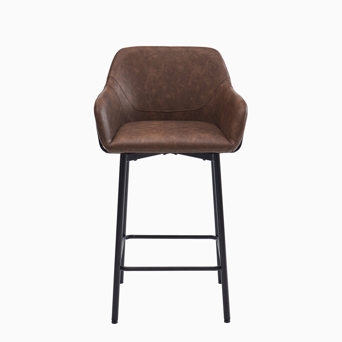 Reagan Saddle Brown Bar Stool - Metal Legs - lAURA JAMES 
