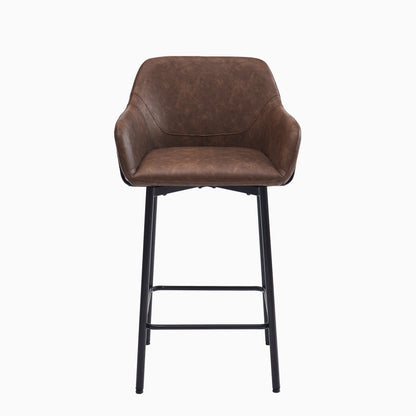 Reagan Saddle Brown Bar Stool - Metal Legs - lAURA JAMES 
