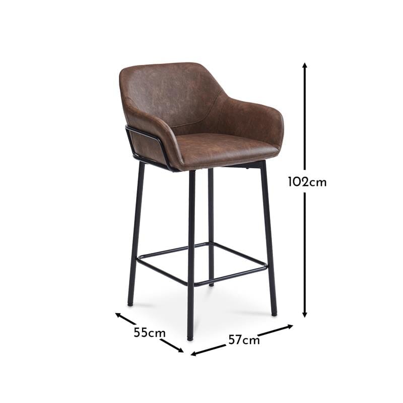 Reagan Saddle Brown Bar Stool - Metal Legs - Laura James 