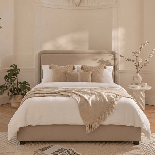 Robyn King Ottoman Bed - Soft Beige